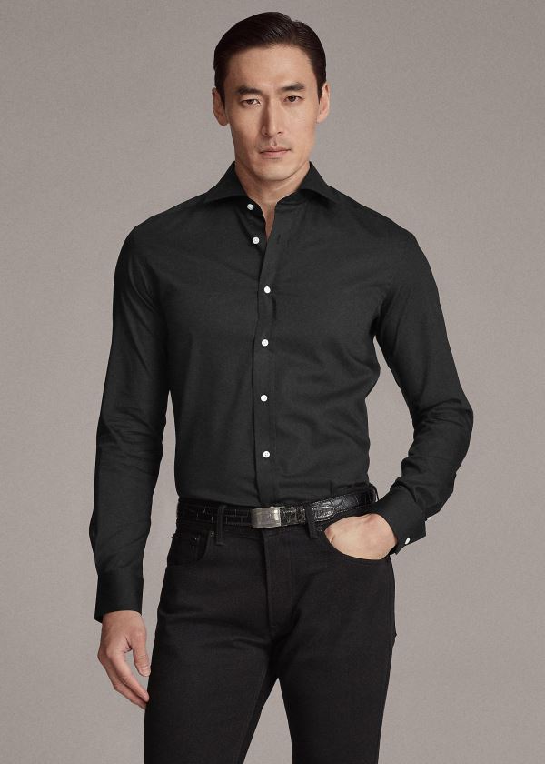 Camisa Ralph Lauren Hombre Negros - RLX Tailored Fit Stretch - GSHVJ2195